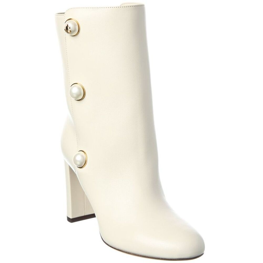 Jimmy Choo Rina 85 Leather Boot, White